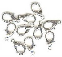 10 18mm Silver Plated Lobster Claw Clasps